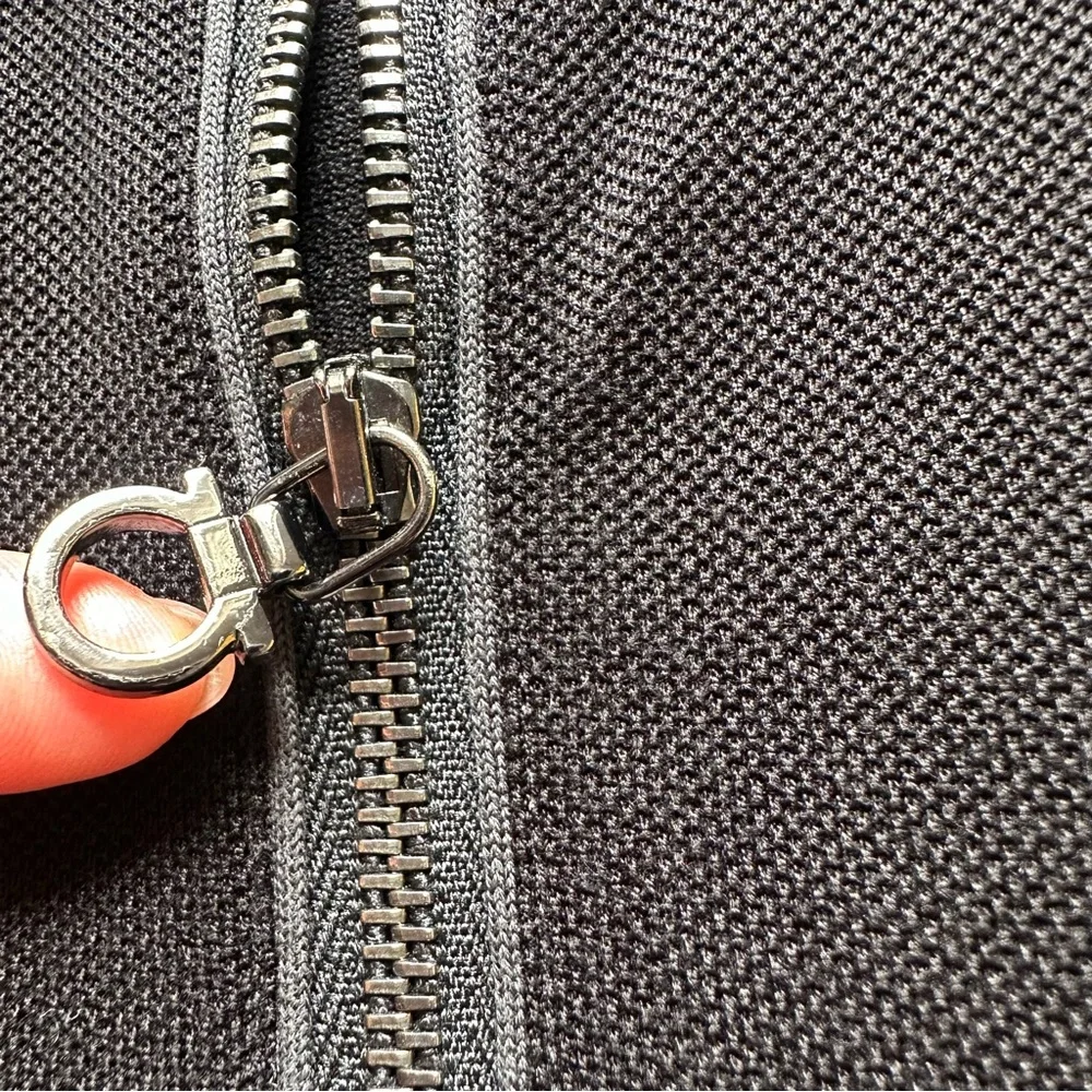 Salvatore Ferragamo Black Cotton Pique Logo Polo Shirt with Logo 3/4 Zipper XXL - Picture 12 of 13